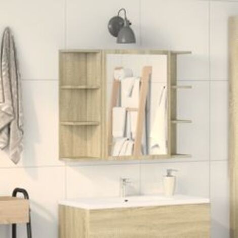 Armoire à miroir de bain Chêne sonoma 80x20,5x64