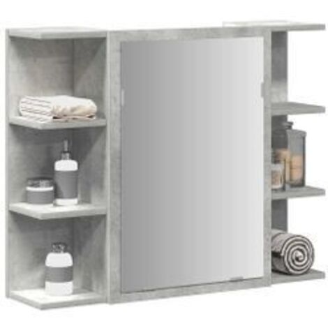 Armoire à miroir de bain Gris béton 80x20,5x64