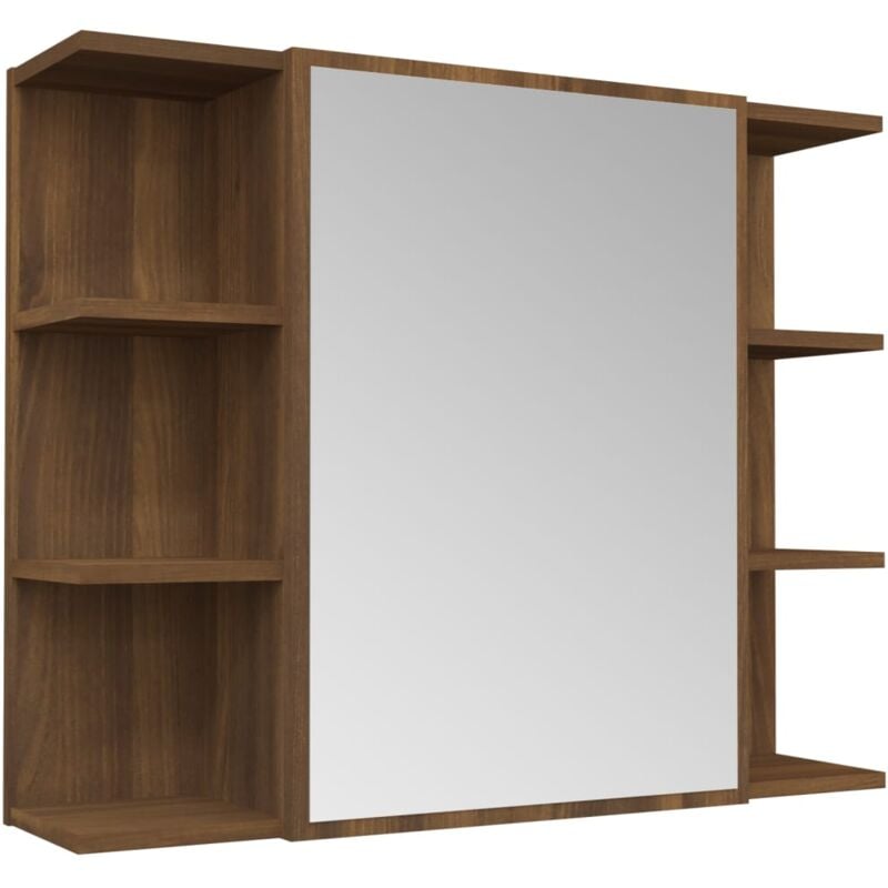 Helloshop26 - Armoire à miroir de salle de bain 80 x 20,5 x 64 cm bois brun
