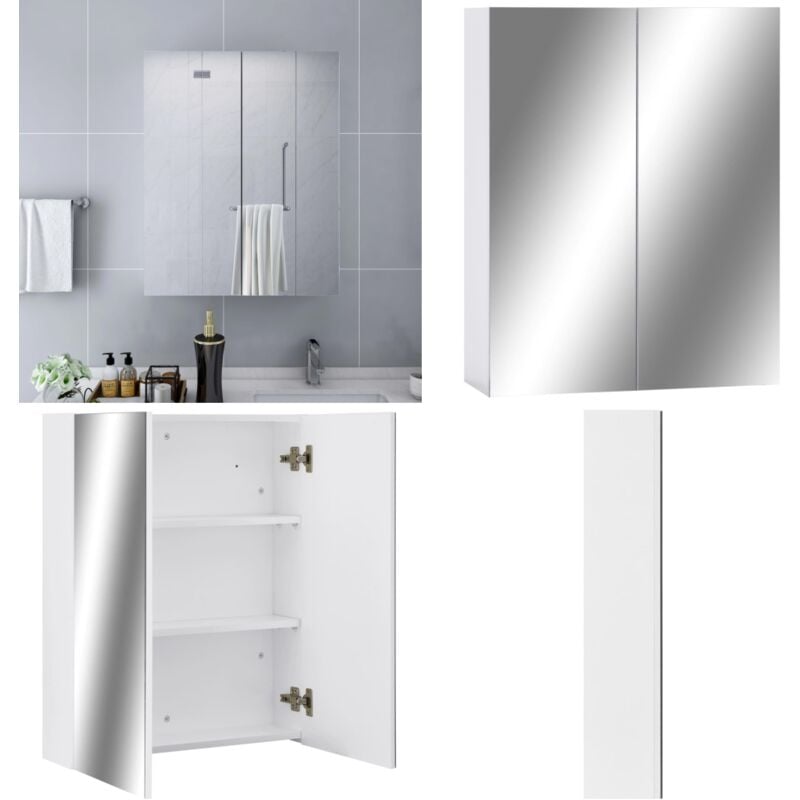 Vidaxl - Armoire à miroir de salle de bain Blanc 60x15x75 cm mdf - Armoire De Salle De Bain - Meuble De Salle De Bain - Miroir Mural - Rangement