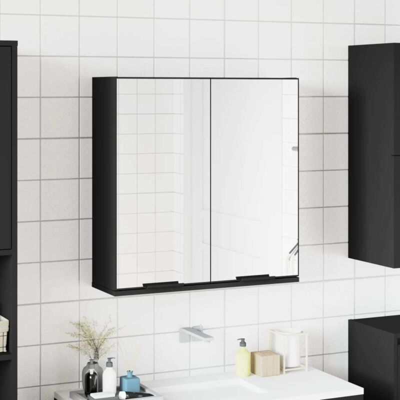 Vidaxl - Armoire à miroir de salle de bain noir bois d'ingénierie