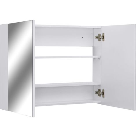 Armoire à miroir de salle de bain Blanc 80x15x60 MDF