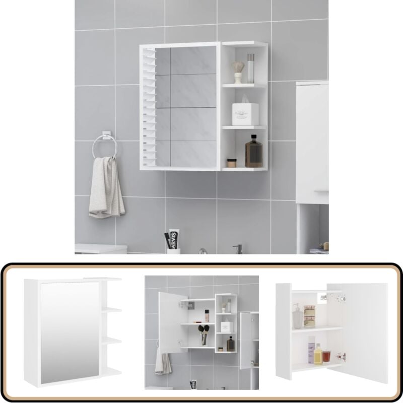 Vidaxl - Armoire à miroir de salle de bain Blanc Bois d'ingénierie - Armoire De Salle De Bain - Meuble Lavabo - Miroir Mural - Rangement Salle De