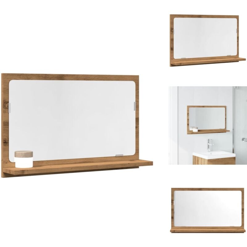 Vidaxl - Armoire à miroir de salle de bain chêne artisanal 60x11x37 cm - Étagère De Salle De Bain Avec Miroir - Étagères De Salle De Bain Avec Miroir