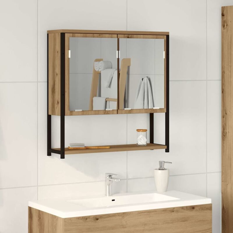 Torana - Armoire de toilette avec miroir chêne artisanal 60 x 16 x 60 cm