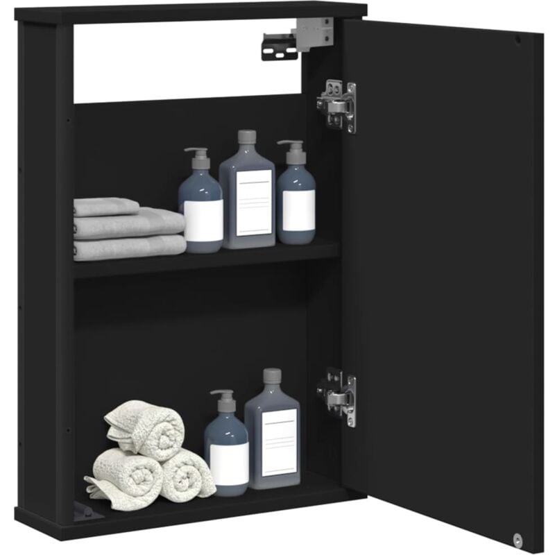 Vidaxl - Armoire à miroir de salle de bain noir bois d'ingénierie