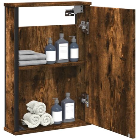 Armoire à miroir de salle de bain chêne fumé bois d’ingénierie