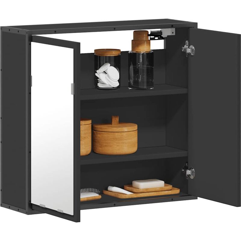 Vidaxl - Armoire à miroir de salle de bain noir bois d'ingénierie