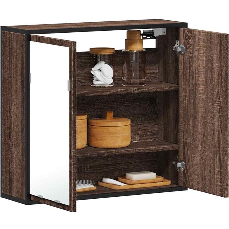 vidaXL Armoire à miroir de salle de bain chêne marron bois ingénierie