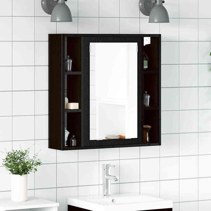 vidaXL Armoire à miroir de salle de bain chêne noir bois ingénierie