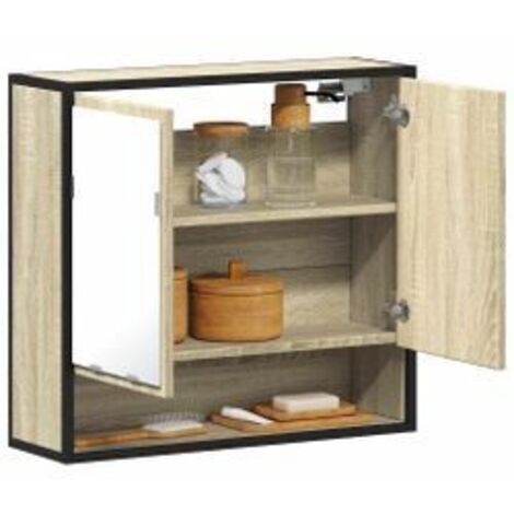 Armoire à miroir de salle de bain chêne sonoma bois ingénierie