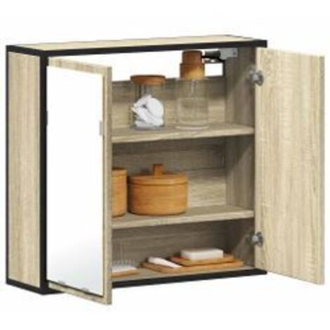 Armoire à miroir de salle de bain chêne sonoma bois ingénierie