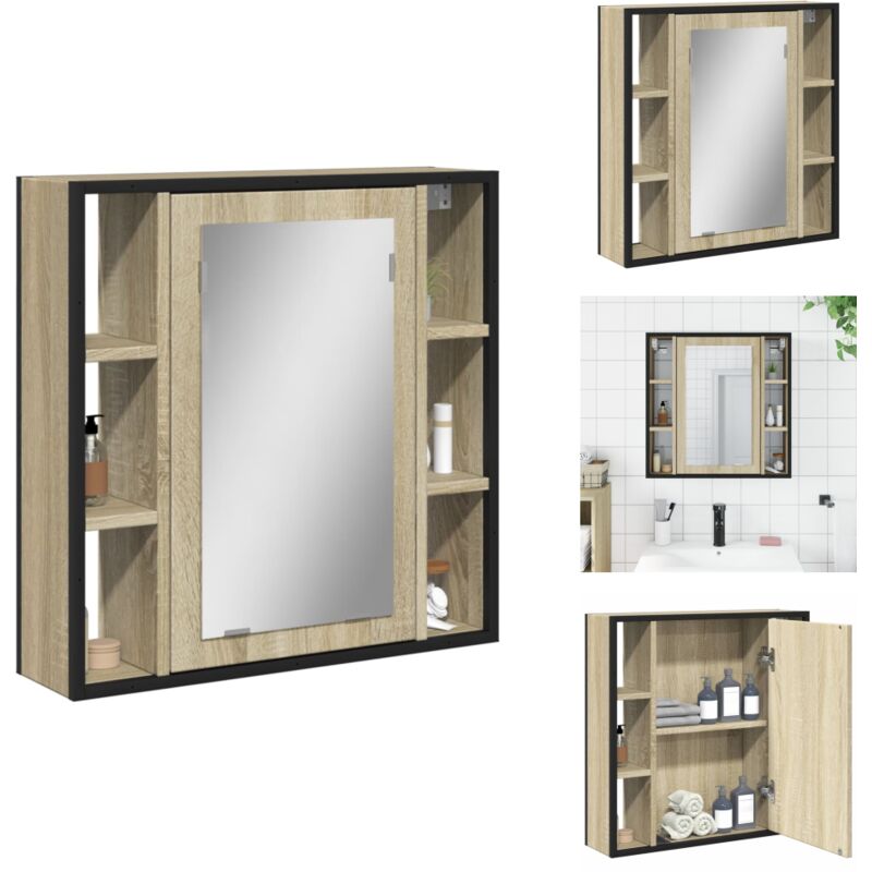 Vidaxl - Armoire à miroir de salle de bain chêne sonoma bois ingénierie - Armoire Salle De Bain - Meuble Salle De Bain - Armoire Miroir - Rangement