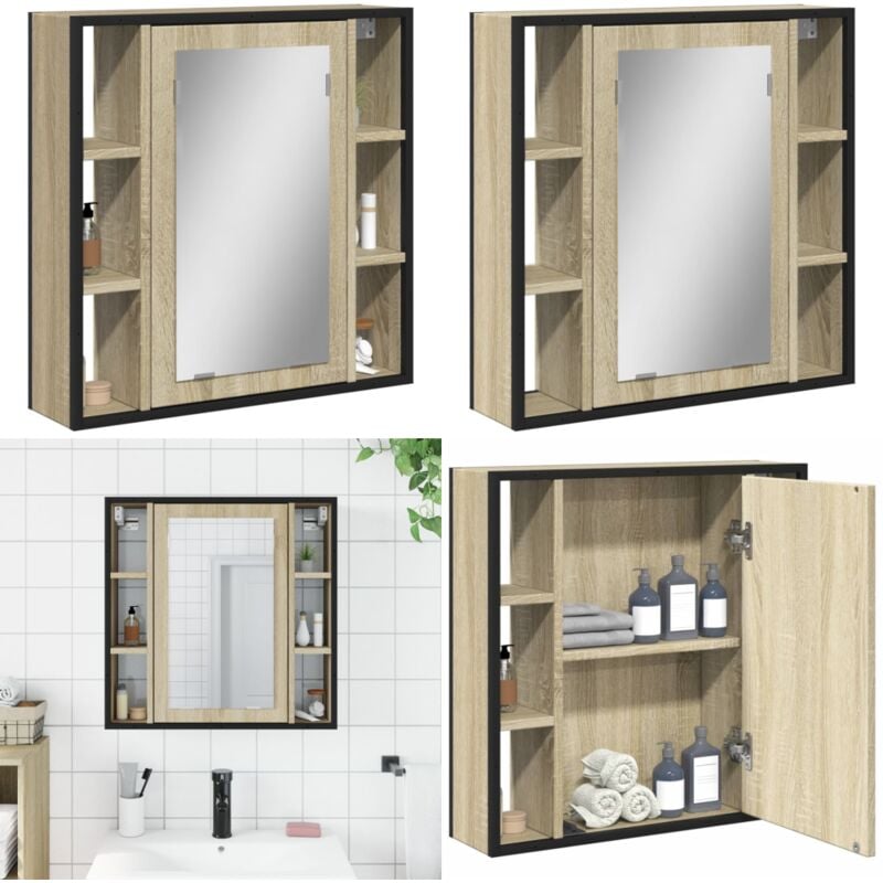 Vidaxl - Armoire à miroir de salle de bain chêne sonoma bois ingénierie - Armoire Salle De Bain - Meuble Salle De Bain - Armoire Miroir - Rangement