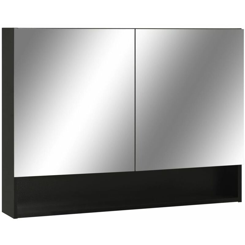 Helloshop26 - Armoire à miroir de salle de bain led 80 x 15 x 60 cm mdf noir