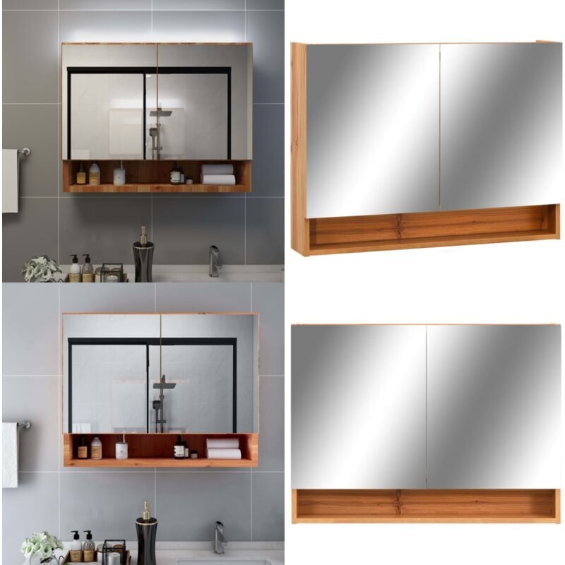 Vidaxl - Armoire à miroir de salle de bain led Chêne 80x15x60 cm mdf - Meuble De Salle De Bain - Armoire De Salle De Bain - Miroir Lumineux