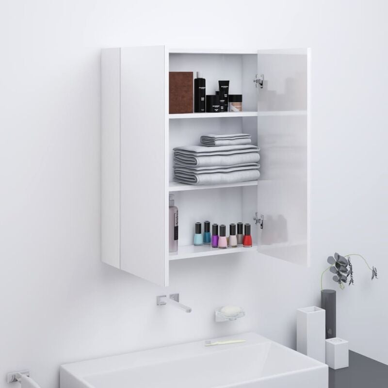 Armoire miroir murale salle de bain, Meuble de salle de bain, Armoire de toilette 60x15x75cm mdf blanc brillant jax90953 design in