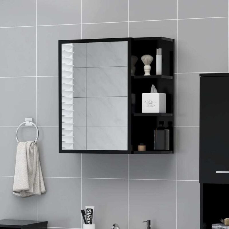 Vidaxl - Armoire à miroir de salle de bain Noir Bois d'ingénierie