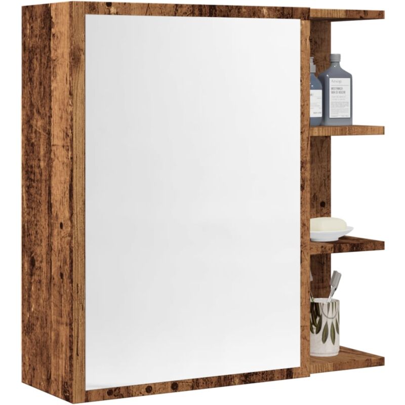 Armoire à miroir de salle de bain vieux bois 62,5x20,5x64 cm Vidaxl