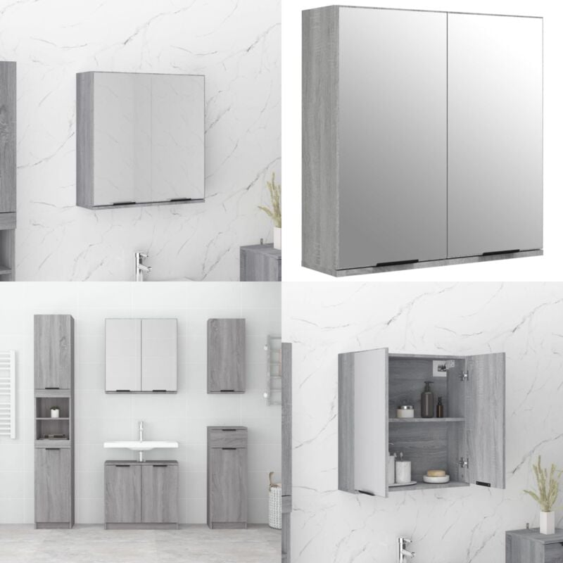 Vidaxl - Armoire à miroir de salle de bain Sonoma gris 64x20x67 cm - Meuble De Salle De Bain - Armoire à Miroir - Rangement Salle De Bain - Meuble