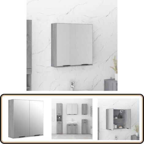 Armoire à miroir de salle de bain Sonoma gris 64x20x67 cm - Meuble De Salle De Bain - Armoire À Miroir - Rangement Salle De Bain - Meuble Lavabo - Décoration Salle De Bain