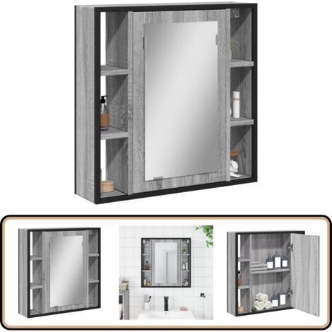 Armoire à miroir de salle de bain sonoma gris bois d’ingénierie - Armoire Salle De Bain - Meuble Lavabo - Armoire Miroir - Rangement Salle De Bain - Meuble Suspendu