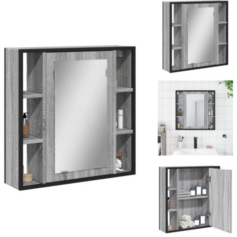 Armoire à miroir de salle de bain sonoma gris bois d’ingénierie - Armoire Salle De Bain - Meuble Lavabo - Armoire Miroir - Rangement Salle De Bain - Meuble Suspendu