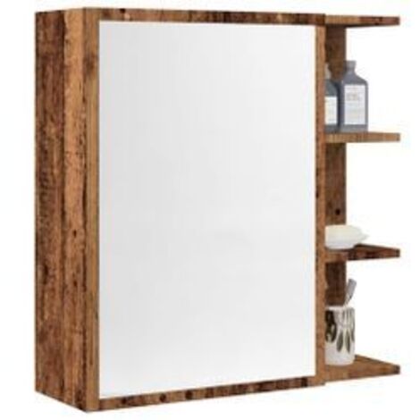 Armoire à miroir de salle de bain vieux bois 62,5x20,5x64