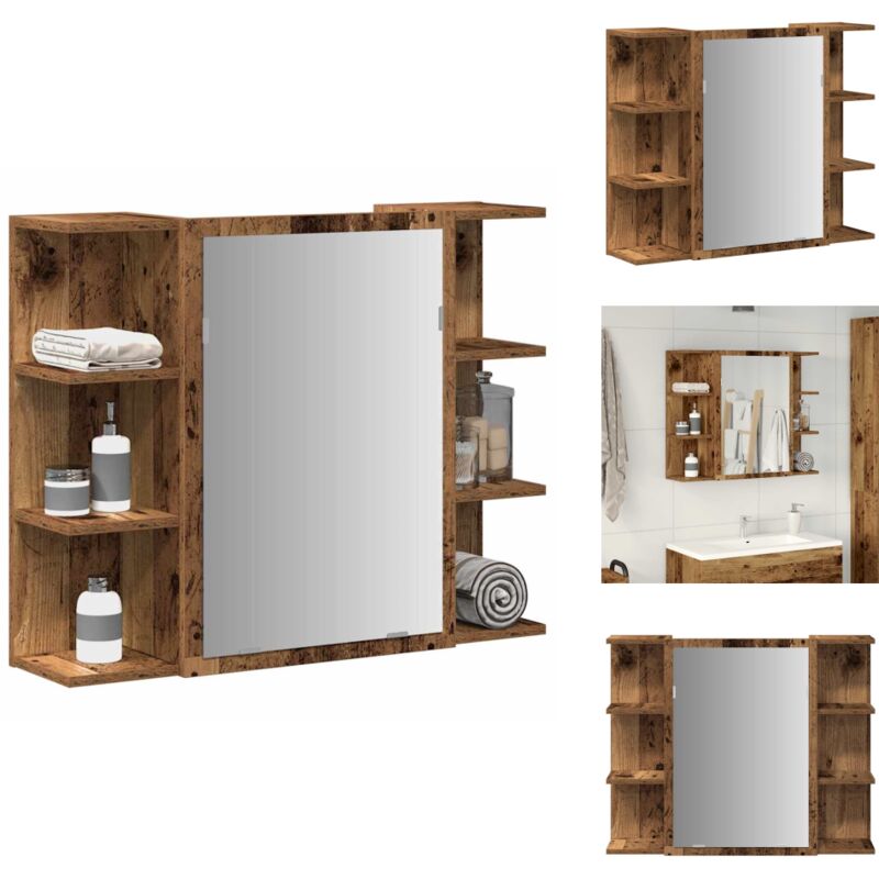 Vidaxl - Armoire à miroir de salle de bain vieux bois bois d'ingénierie - Armoire à Miroir - Armoires à Miroir - Placard à Miroir - Armoire à