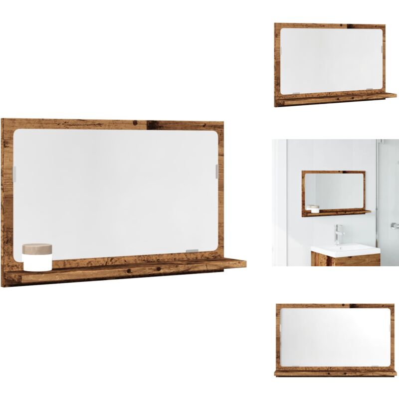 Armoire à miroir de salle de bain vieux bois bois d'ingénierie - Étagère De Salle De Bain Avec Miroir - Étagères De Salle De Bain Avec Miroir