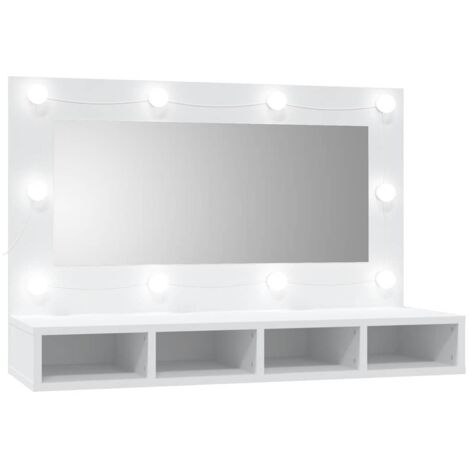 Armoire à miroir de Salle de bain,Meuble de Rangement magnifique,meuble-lavabo avec LED Blanc 90x31,5x62 cm -27197