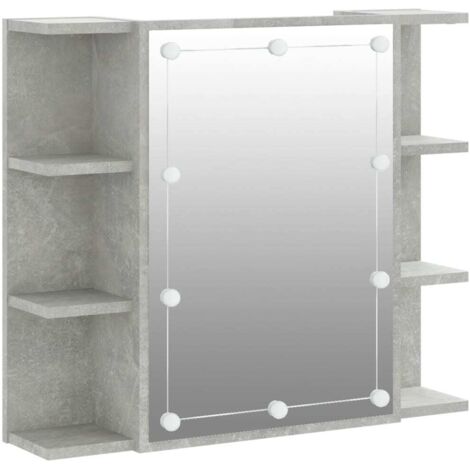 Armoire à miroir de Salle de bain,Meuble de Rangement magnifique,meuble-lavabo avec LED Gris béton 70x16,5x60 cm -67744