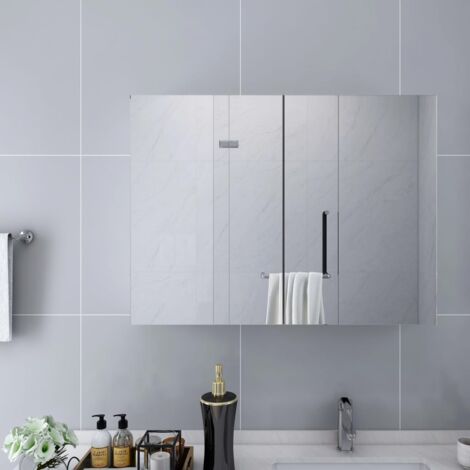 Armoire à miroir de salle de bain，Meuble de salle de bain blanc 80x15x60 cm MDF CFW660089