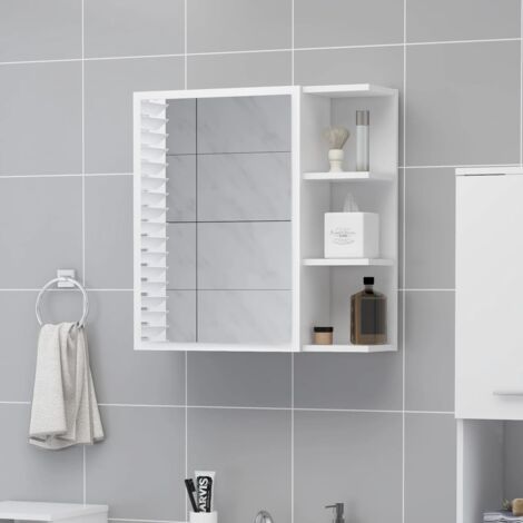 Armoire à miroir de salle de bain，Meuble de salle de bain Blanc Bois d’ingénierie CFW363868