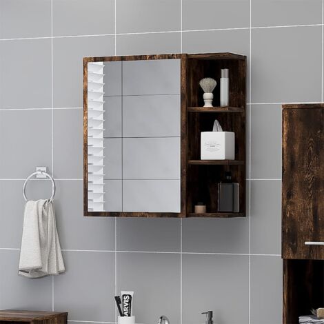 Armoire à miroir de salle de bain，Meuble de salle de bain Chêne fumé 62,5x20,5x64 cm CFW528138
