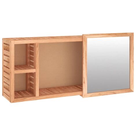 Armoire à miroir Design moderne, Armoire Etagère de rangement, 80x17x34 cm Bois massif de noyer OIB1101E