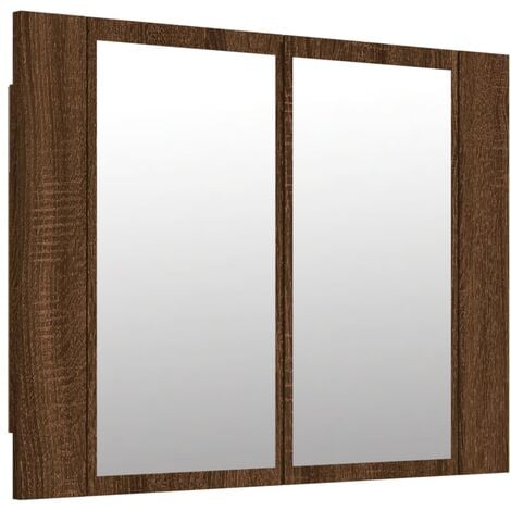 Armoire à miroir led 60 x 12 x 45 cm bois d'ingénierie marron
