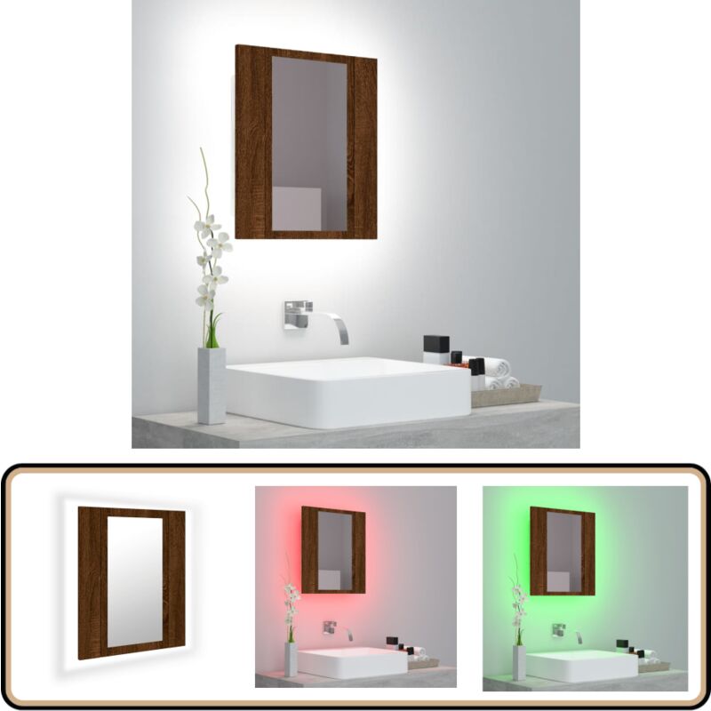 Vidaxl - Armoire à miroir led de salle de bain chêne marron 40x12x45 cm - Meuble Salle De Bain - Meuble Lavabo - Armoire Miroir Led - Éclairage Rvb