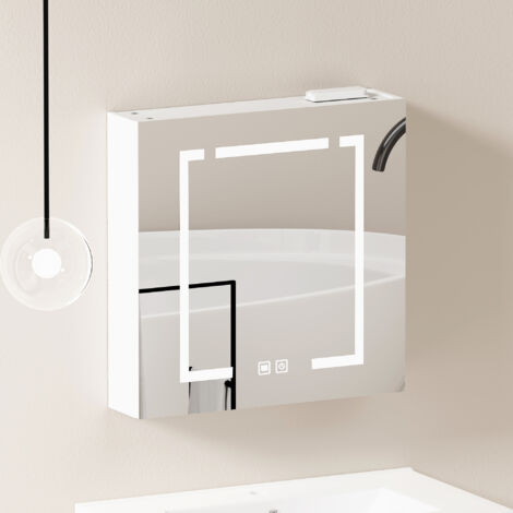 Armoire à miroirs LED élégante de 60 cm,Armoire de randonnée – Armoire à miroirs avec espace de rangement pour la salle de bain,le salon et la chambre
