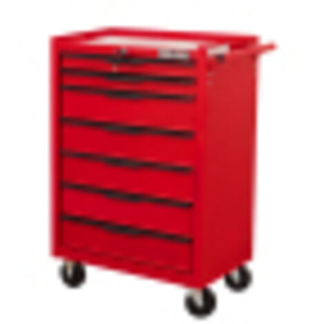 Armoire à outils 615 mm 7 tiroirs roues métal organisateur stockage rouge