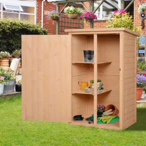 Armoire à outils de jardin en bois avec 2 étagères et toit d'asphalte 75X56X115 cm,Compact design Garden Shed
