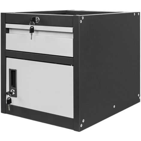 Armoire à outils Mega-M pour établis 1 tiroir + 1 armoire avec portes L-37 cm x P-48,6 cm x H-50 cm système 01 façade graphite/gris N