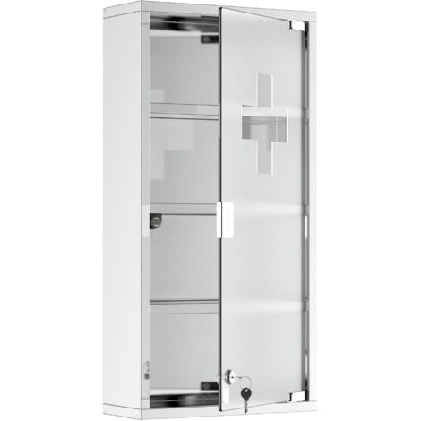 Armoire à pharmacie à quatre niveaux en acier inoxydable, dimensions 30 x 12 x 60 cm, robuste, durable et idéale pour un rangement sécurisé