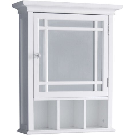 Armoire à pharmacie de salle de bain en bois avec miroir blanc Neal Teamson Home 7442 - Blanc