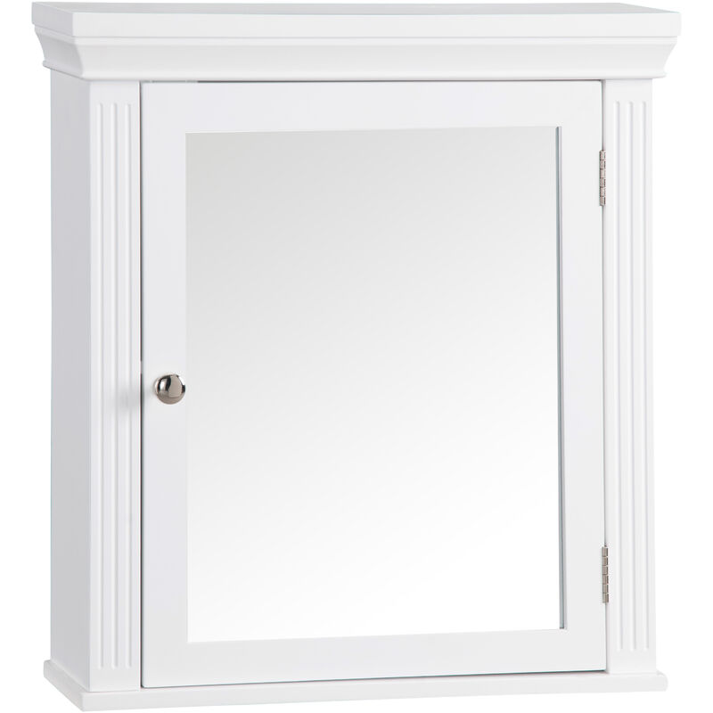 teamson home - armoire de toilette murale de salle de bain en bois avec miroir blanc stratford 6544 - blanc
