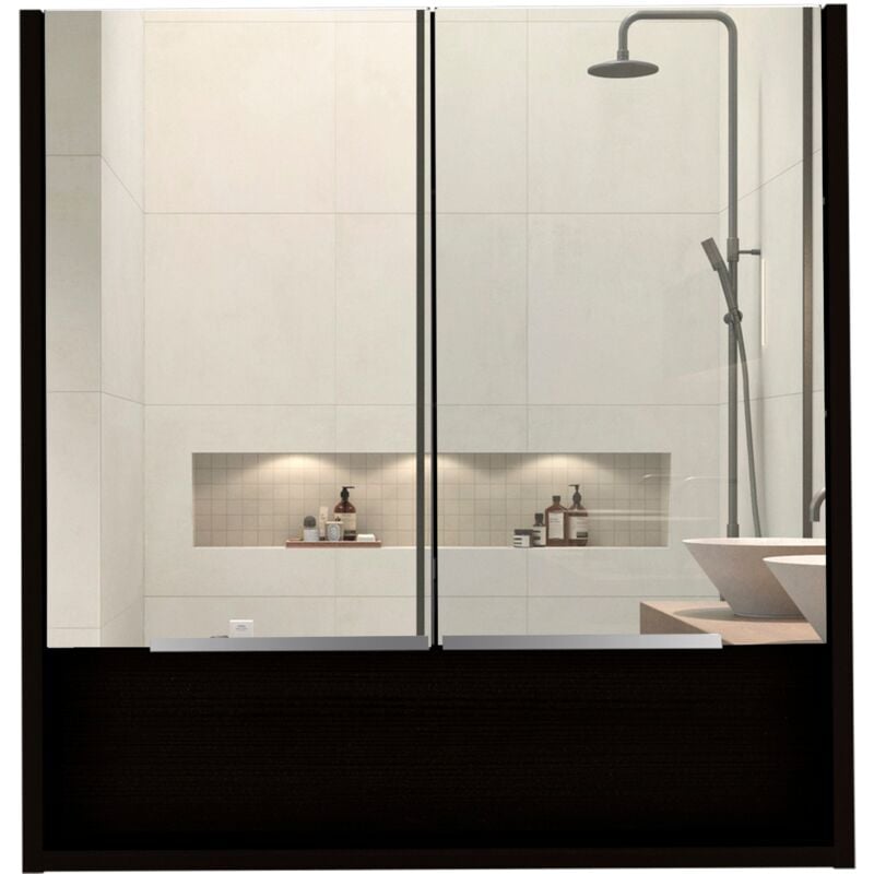 Armoire à pharmacie Jasper avec deux portes et chaque porte avec un miroir à l'extérieur.