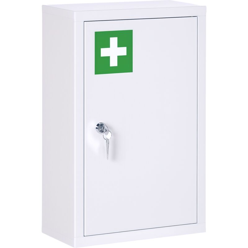 Homcom - Armoire à pharmacie verrouillable 3 niv. 2 clés logo croix
