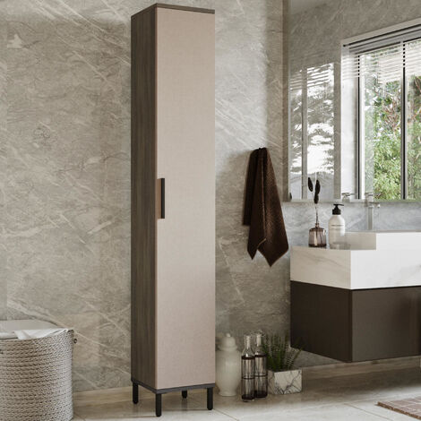 Armoire à porte Lieto 6 niveaux 183,5 x 29,5 x 29,5 cm chêne gris / beige [en.casa]