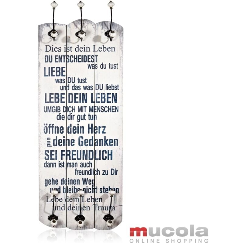 Mucola - portemanteau mural panneau mural panneau hall crochet blanc vivez votre vie