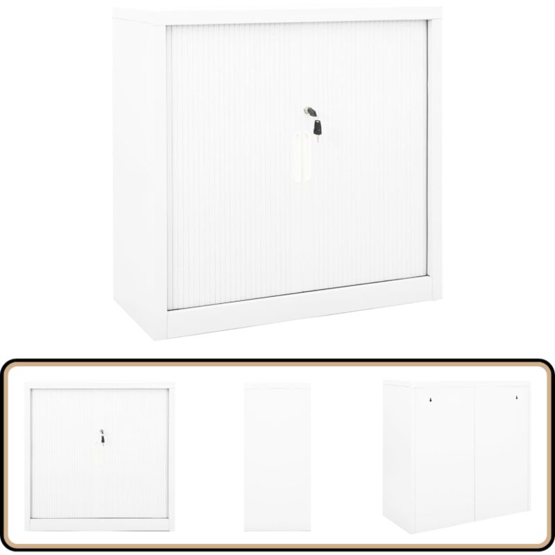 Vidaxl - Armoire à portes coulissantes Blanc 90x40x90 cm Acier - Armoire à Portes Coulissantes - Meuble De Rangement - Armoire Blanche - Armoire